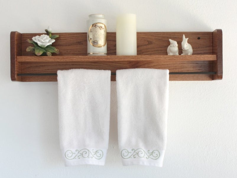 Wood Shelves with Towel Bar
