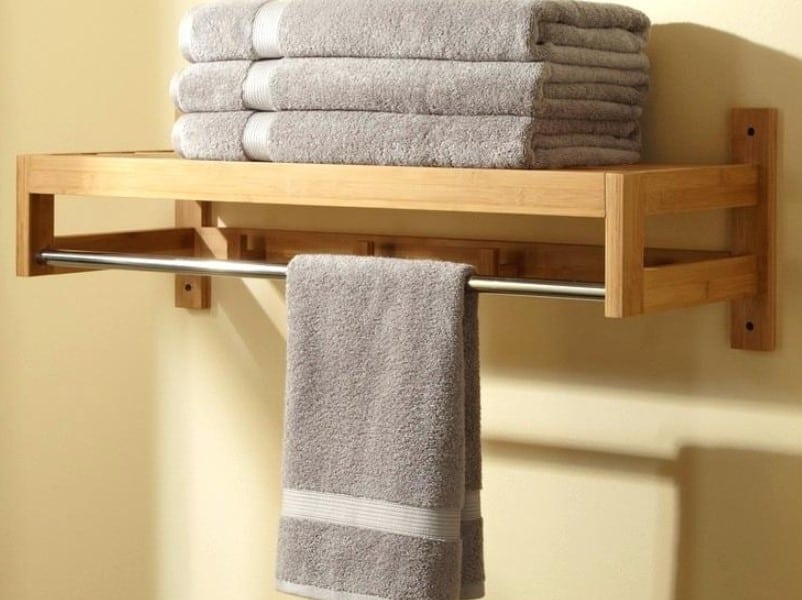Wood Rack with Towel Bar