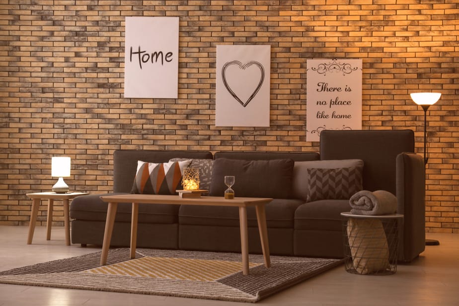 Accent Wall with Brick Wallpaper in A Living Room