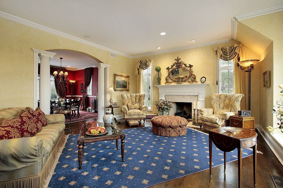 Solid Dark Wood in Classic-Styled Living Room