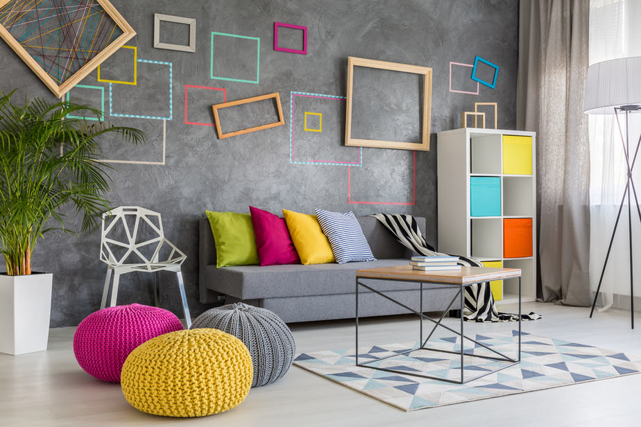 Innovative, Colorful Living Room