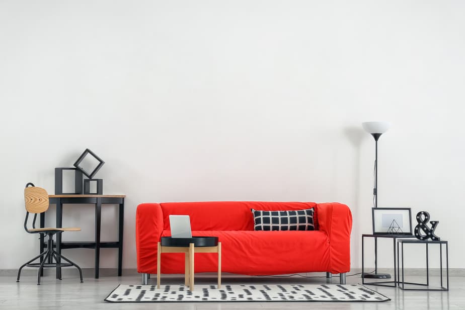Fresh, Red Couch Set in Mini Living Area
