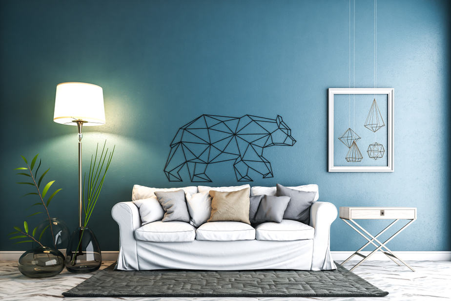 Dark-Feeling Grey and Blue Living Room