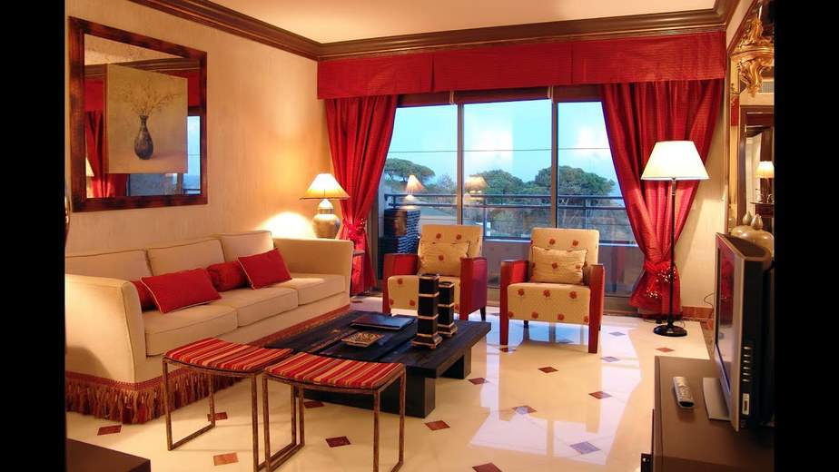 Two-Color Tile in Elegant Living Room