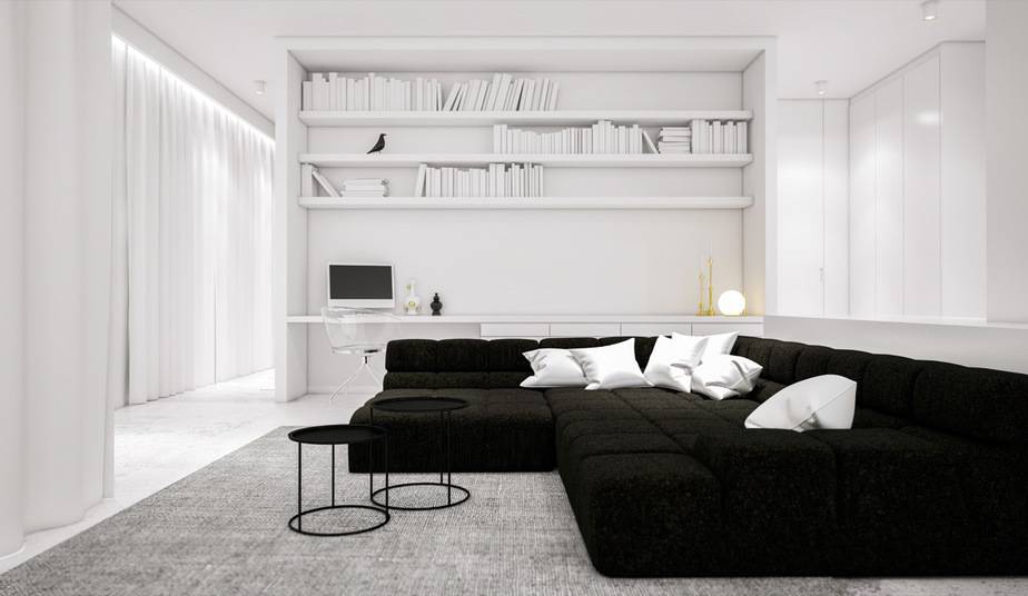 Bed-Like Black Couch Sectional Set