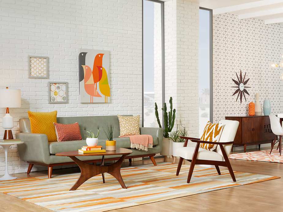 Living Room with Mid Century Accent Chairs