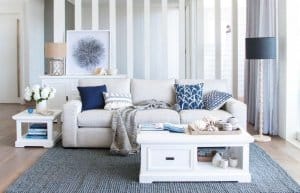 Beach-Inspired Grey and Blue Living Room