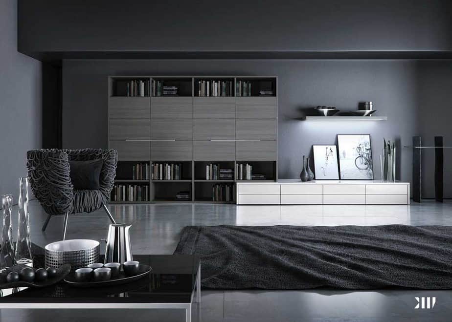 Dark Black and Grey Living Room