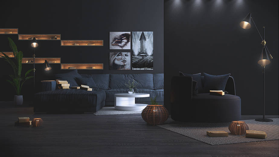 Dramatic Black Living Room