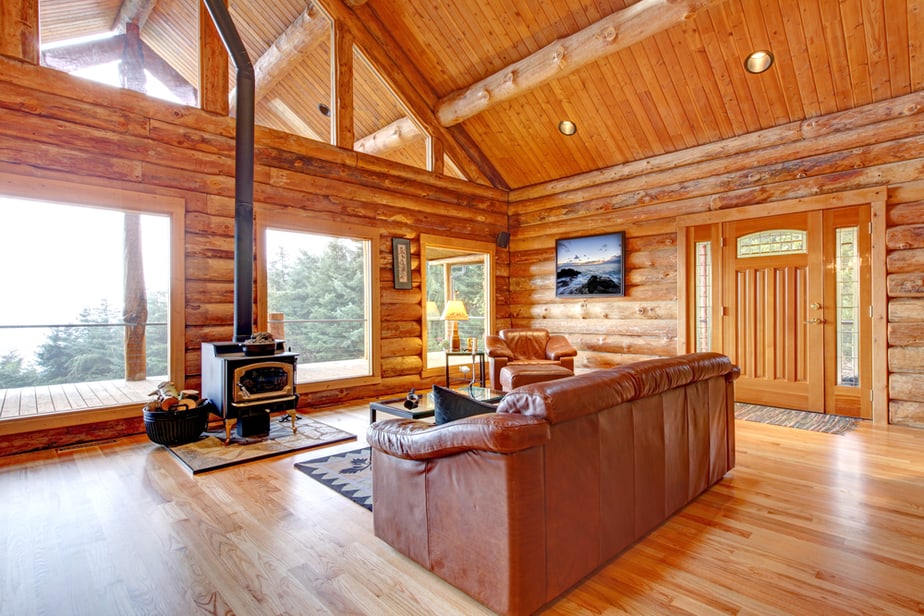 Open Living Room in Forest Cabin