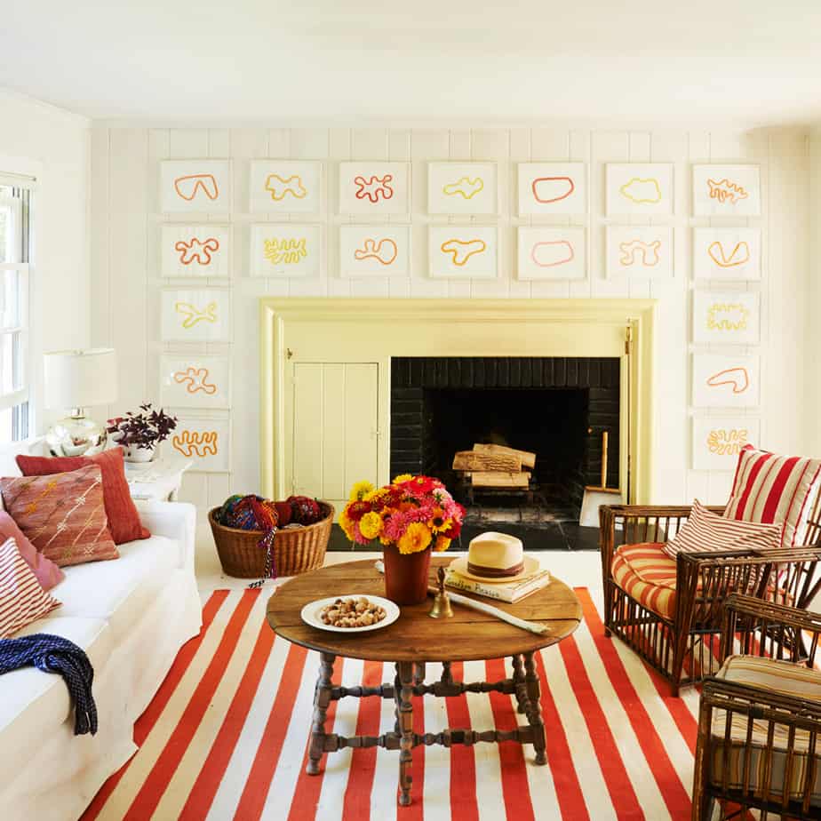 Orange Living Room with Beach-Inspired Chair