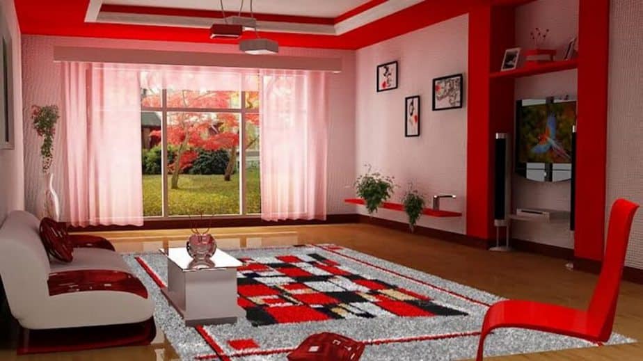 Red and White Ceiling