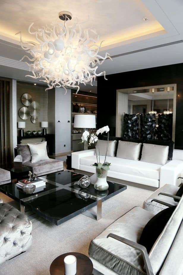Sleek Black and White Living Room 