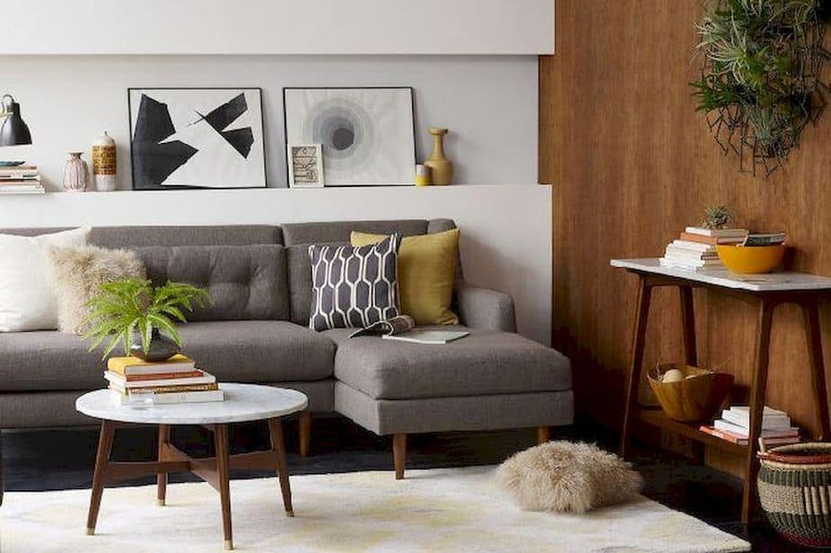 Well-Organized Compact Mid Century Living Room