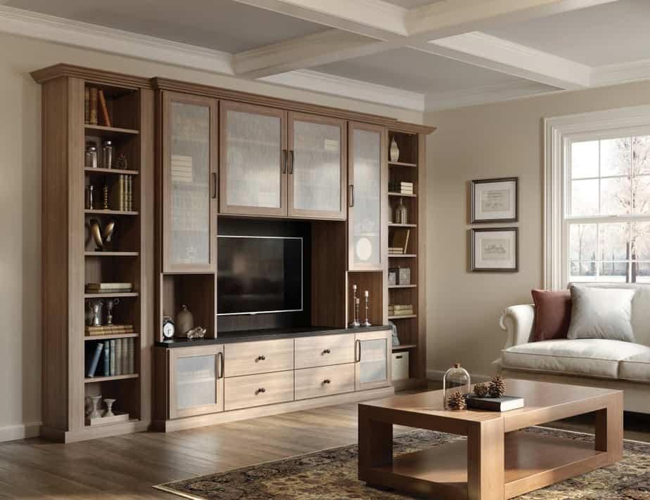 Brown Living Room Storage. Source: Californiaclosets.com