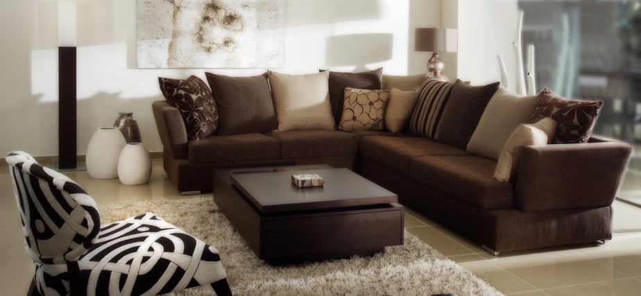 Brown Living Room with Bold Sofa Set