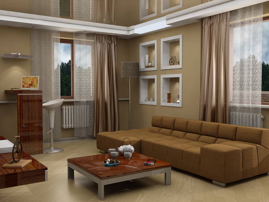 Paneled Wall in Brown Living Room