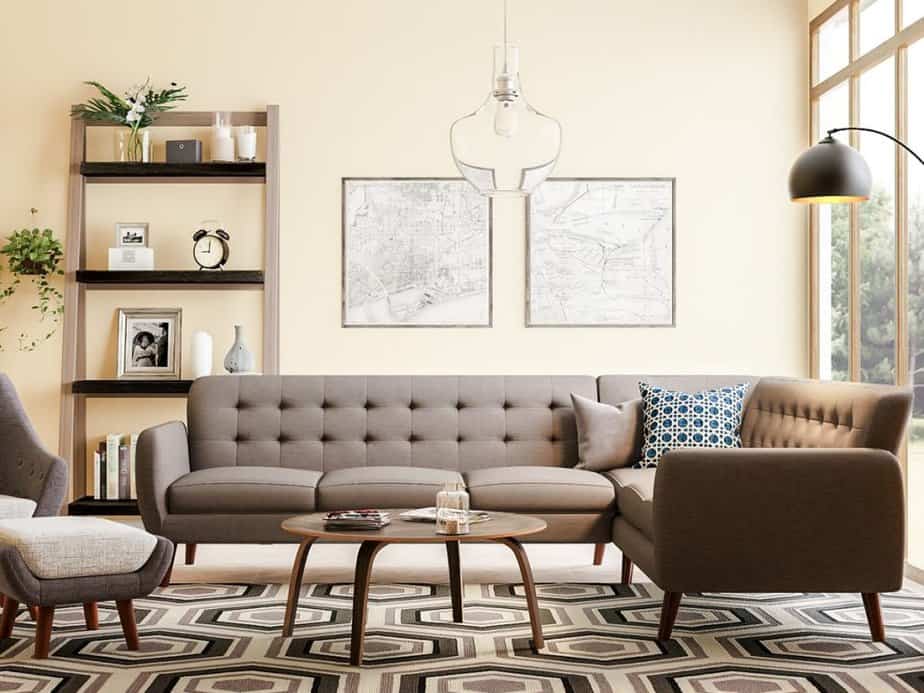 Fashionable Brown Mid Century Modern Living Room 1024x768 