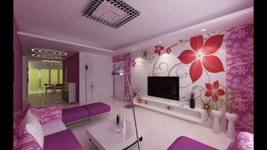 Floral Purple Living Room. Source: Yidaho.com
