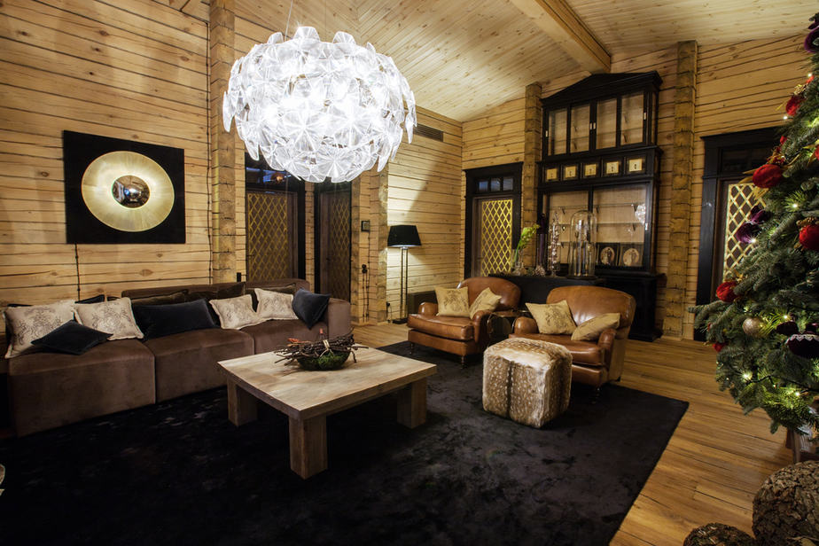 Brown Living Room with Luxurious Furnishings