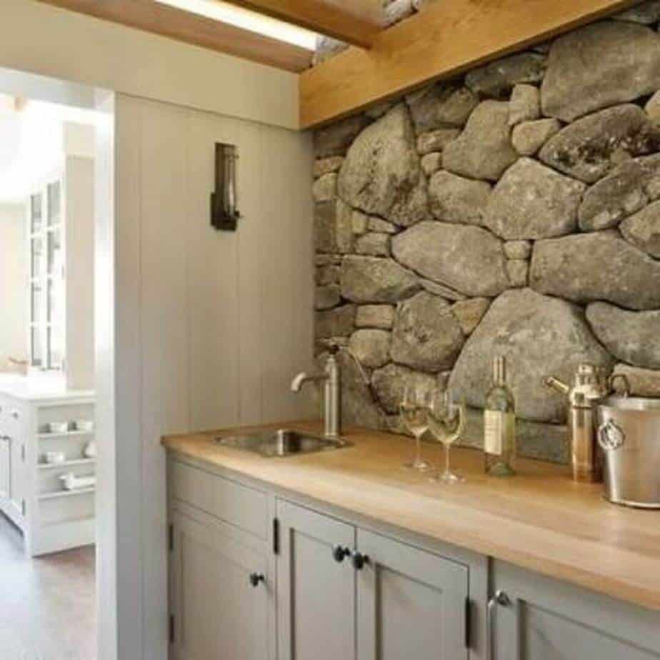 Amazing, Stacked Stone Kitchen Backsplash