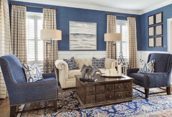 Attractive Blue and Brown Living Room