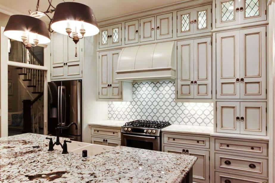 Black and White Hexagon Tile Kitchen Backsplash