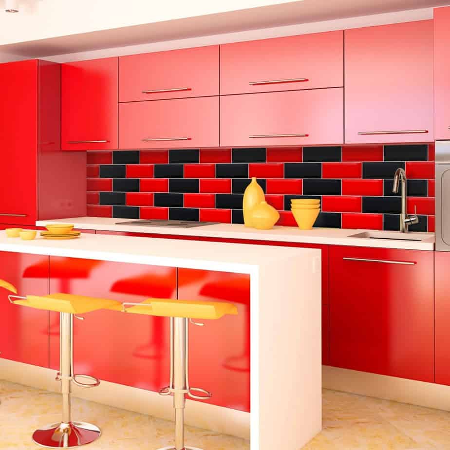 Brave Red Kitchen Backsplash