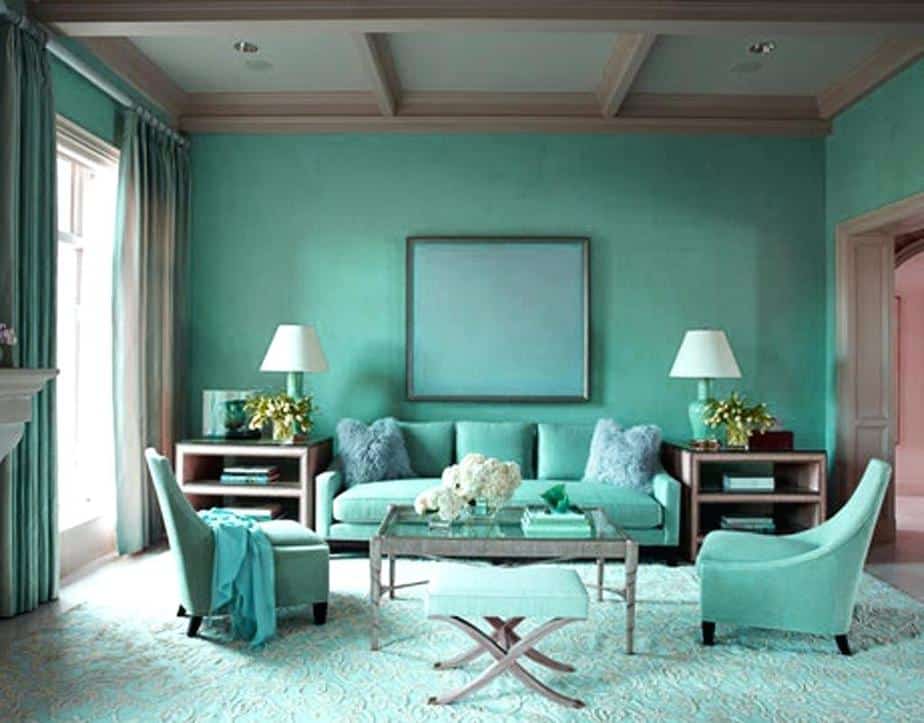 Brilliant Brown and Turquoise Living Room