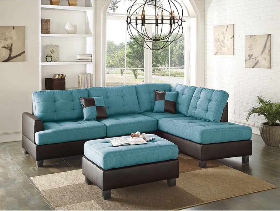Casual Teal and Brown Living Room 