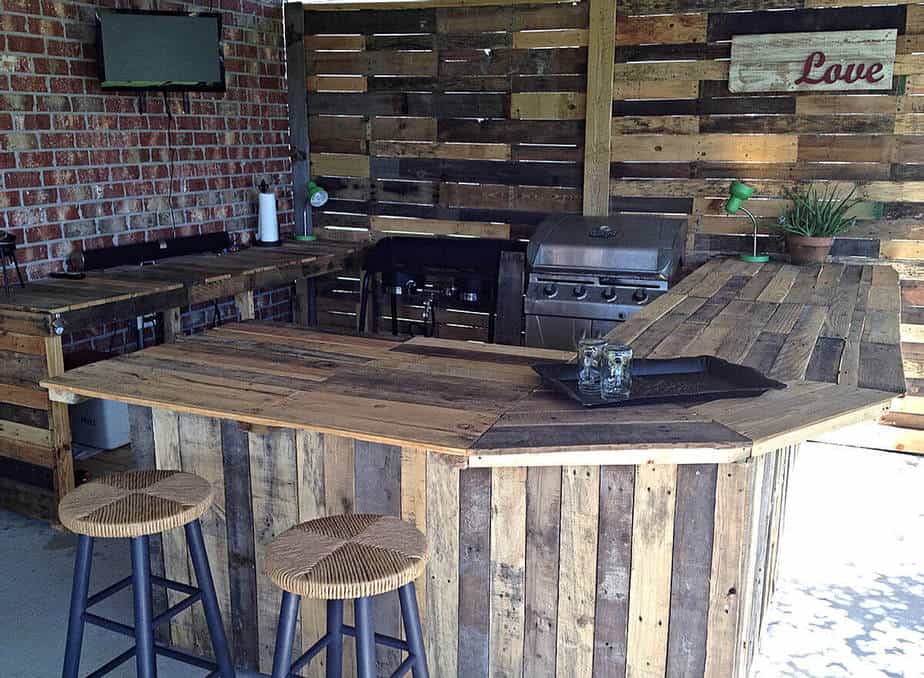 Wooden Outdoor Kitchen Deck