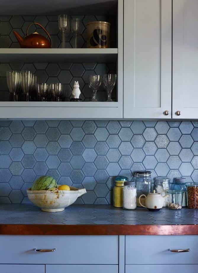 Cool Blue Kitchen Backsplash