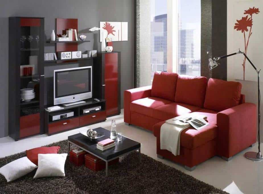 Cool Red and Black Modern Living Space
