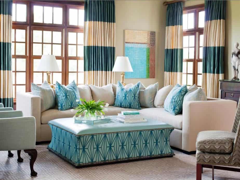 Creamy Teal and Brown Living Space