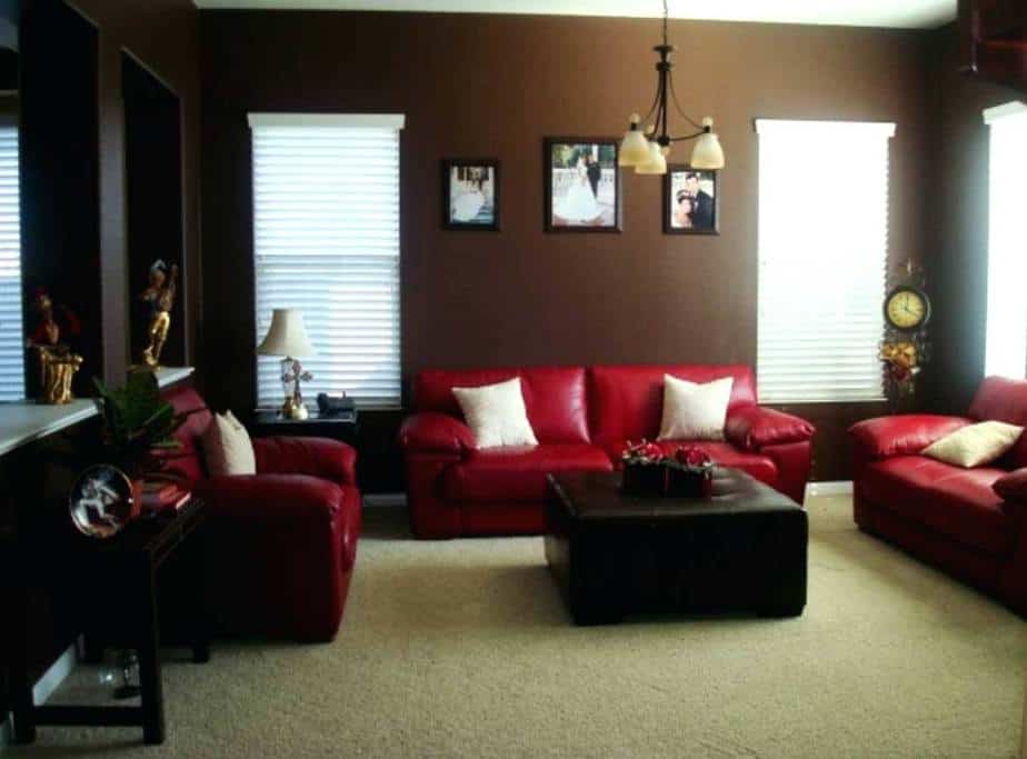 Dark Red and Brown Living Room