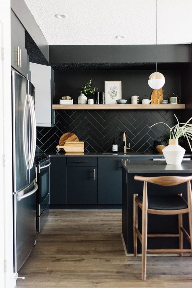 Fine Black Kitchen Cabinet