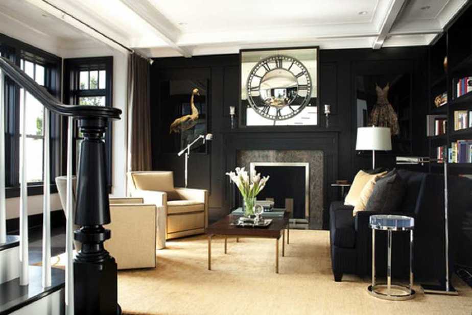 Graceful Black and Gold Living Area