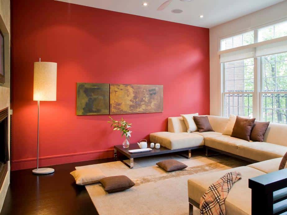 Lounged Red and Brown Living Room