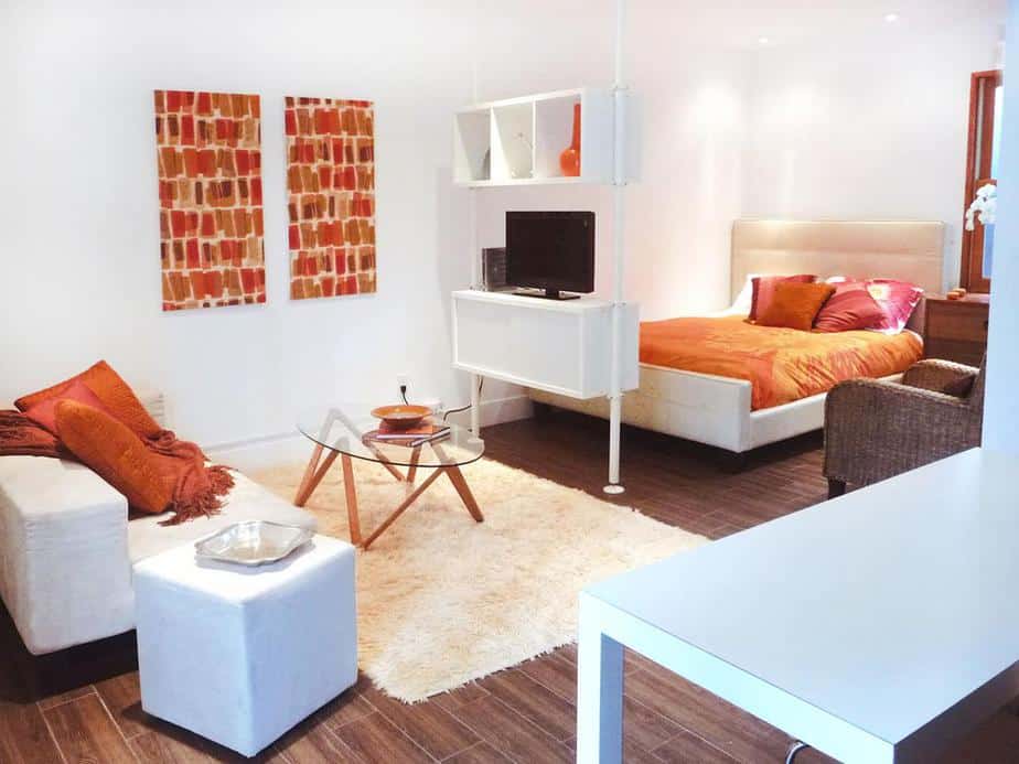 Orange Hue Living Room Bedroom Combo Space