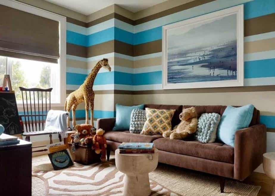 Resourceful Blue and Brown Living Room