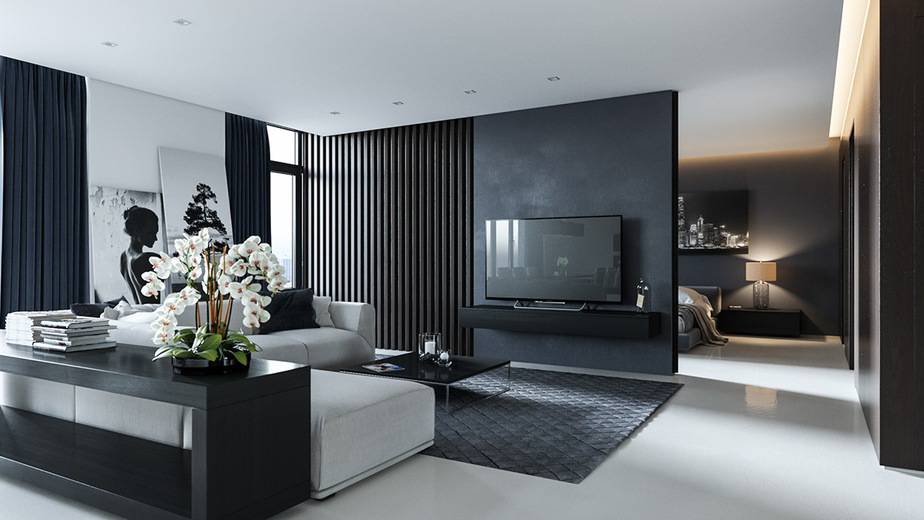 Simple Black and Grey Area in Apartment