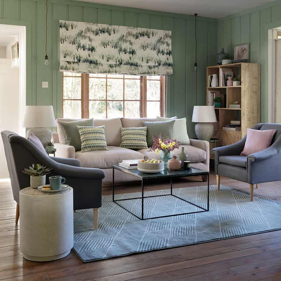 Simple Grey and Green Living Area