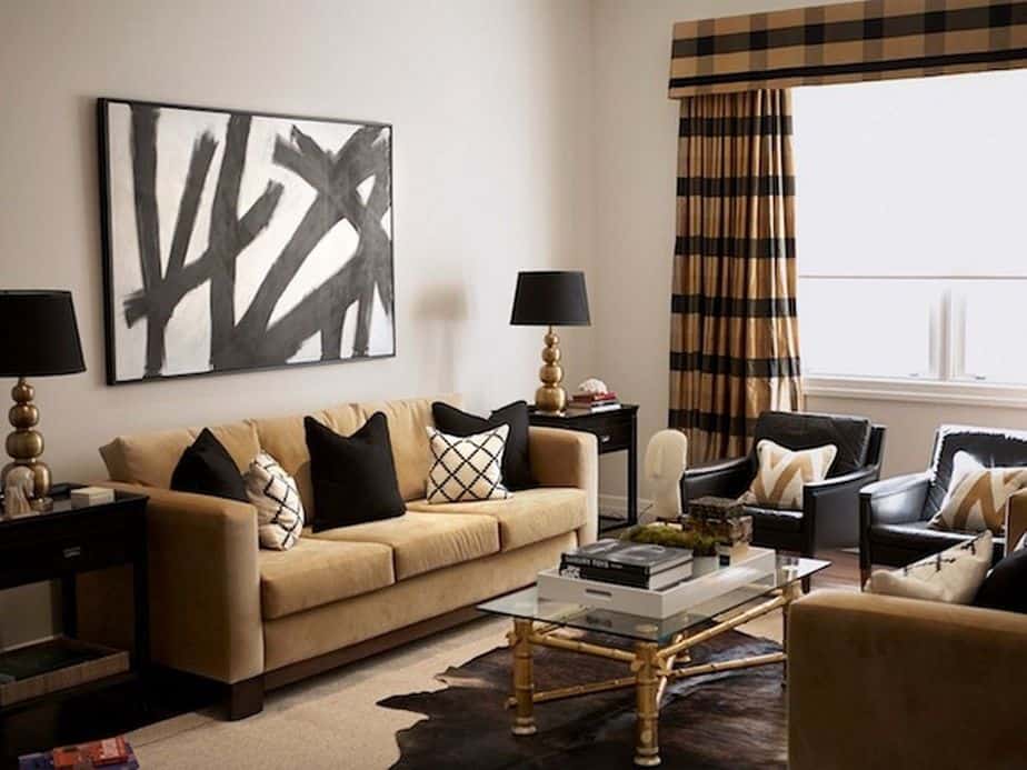 Subtle Black and Gold Living Room