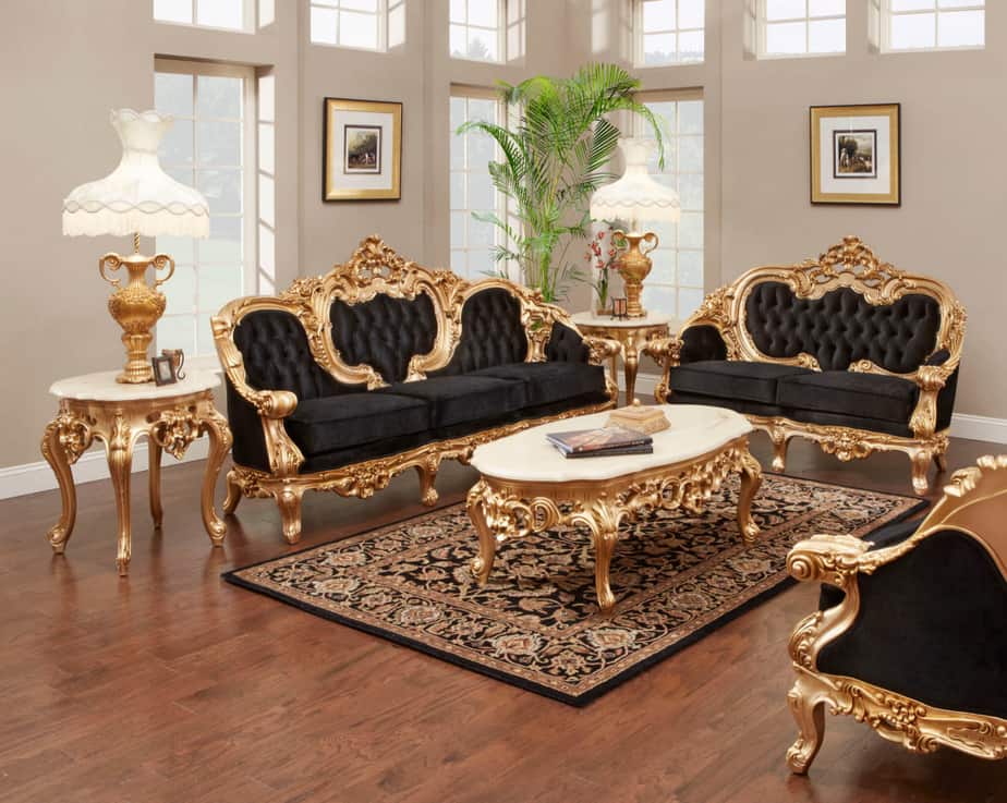 Vintage Black and Gold Living Room