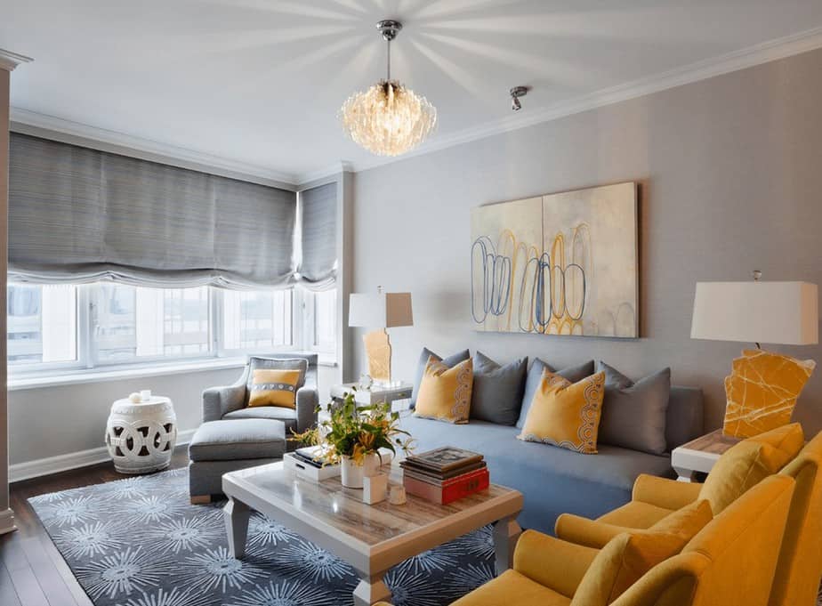 Wonderful Grey and Yellow Living Room