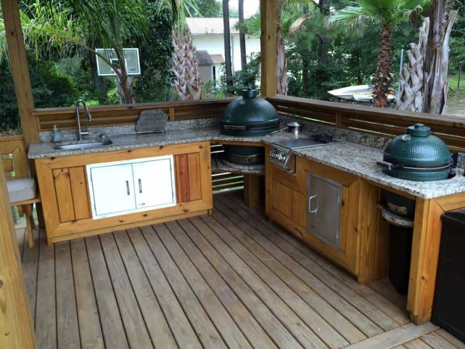 Double Big Green Egg Outdoor Kitchen