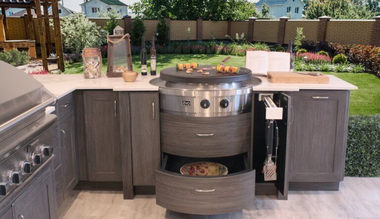 Outdoor Kitchen With Gray Cabinet 768x443 