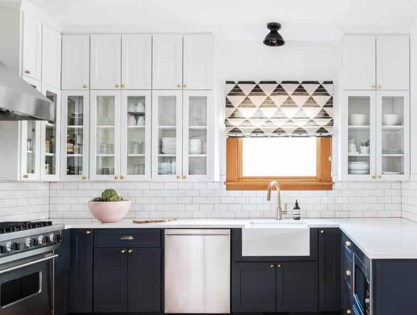 Clean Lines from Modern-Painted Rustic Kitchen Cabinet