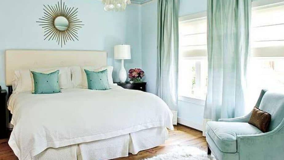 10 Bedroom Curtain Ideas 2024 The Artsy Covers   Clear Blue Bedroom 1024x576 