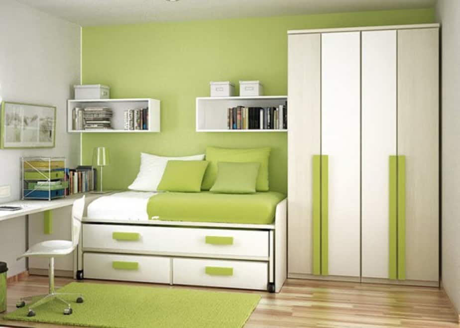 Compact Green Bedroom